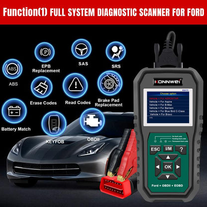 KONNWEI KW470 Escáner OBD2 Ford Pantalla Color 2.8 Pulgadas Moderno