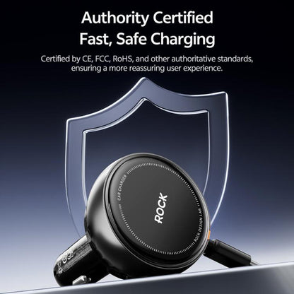 Rock H30 Retractable Type C Cable Car Charger USB A 45W