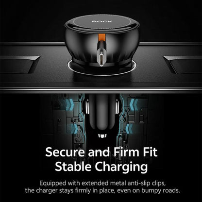 Rock H30 Retractable Type C Cable Car Charger USB A 45W