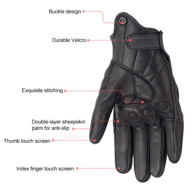 SOMAN MG-24 Guantes Moto Piel de Oveja Pantalla Táctil