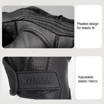 SOMAN MG-24 Guantes Moto Piel de Oveja Pantalla Táctil