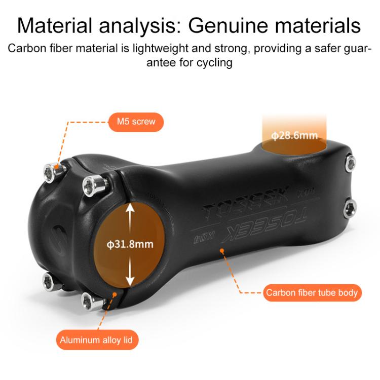 TOSEEK K04 Manillar Bicicleta Carbono Ligero 31.8mm 6/17°