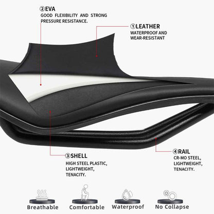 TOSEEK TS101 Silla De Bicicleta Cuero Ventilación Avanzada
