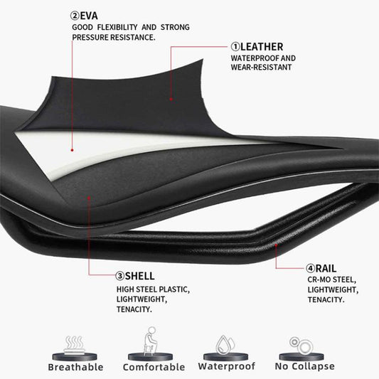 TOSEEK TS101 Silla De Bicicleta Cuero Ventilación Avanzada