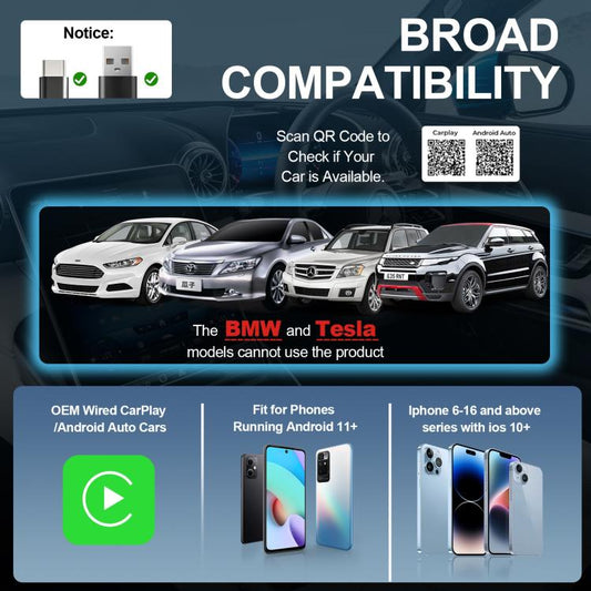 Adaptador Mini USB Smart Box Con Conexión Inalámbrica CarPlay y Android Auto Bluetooth 5.0