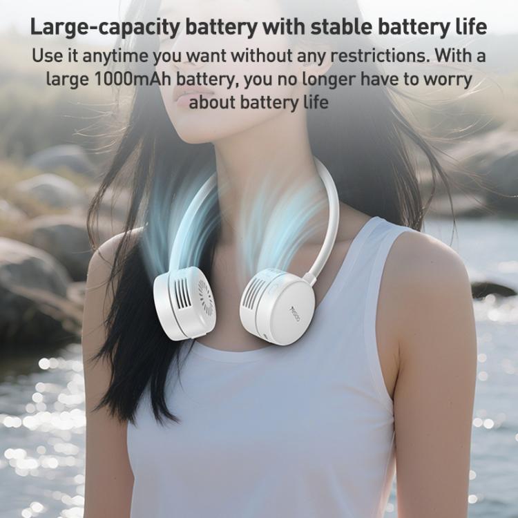 Yesido YF17 Ventilador Portátil Ajustable de Cuello Batería de 1000 mAh Tres Modos de Viento
