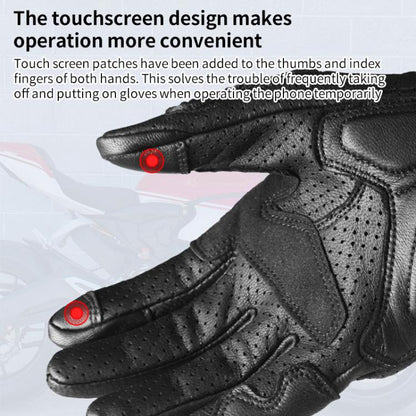 Ghost Racing GR-ST11 Guantes de Moto con Pantalla Táctil Cuero Retro