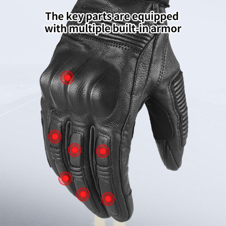 Ghost Racing GR-ST11 Guantes de Moto con Pantalla Táctil Cuero Retro