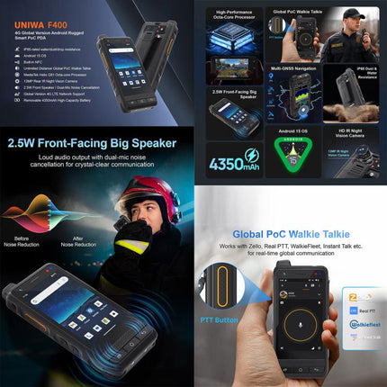 UNIWA F400 Teléfono Inteligente 4GB+64GB 4G NFC SOS Night Vision Rugged