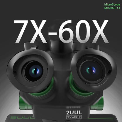 2uul MC7060-A1 Microscopio Trinocular 7-60X Zoom Profesional