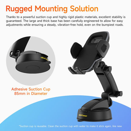 Ulefone UAN15 Soporte para Teléfono de Coche y Escritorio con Ventosa 85mm y Ajuste 360°