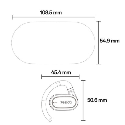 Yesido YSP25 Auriculares Bluetooth Gancho Sonido 16.2mm by Yesido