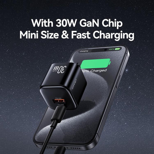 USAMS CC270 Cargador GaN 30W USB C y USB A Doble Puerto by USAMS