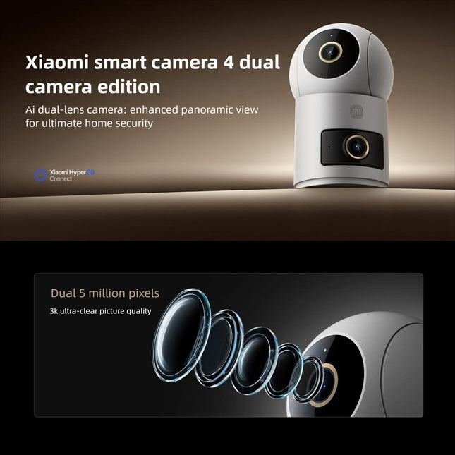 Xiaomi Mijia Smart Camera 4 Doble Lente PTZ 360° 5MP WiFi 6 Seguridad Hogar Blanca US Plug