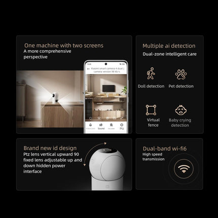 Xiaomi Mijia Smart Camera 4 Doble Lente PTZ 360° 5MP WiFi 6 Seguridad Hogar Blanca US Plug