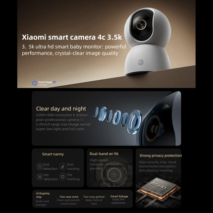 Cámara de Seguridad Xiaomi Smart Camera 4C 6MP 3.5K WiFi 6