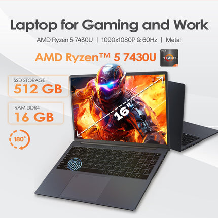 GXMO T160 Laptop 16 pulgadas 16GB 512GB AMD Ryzen 5 7430U