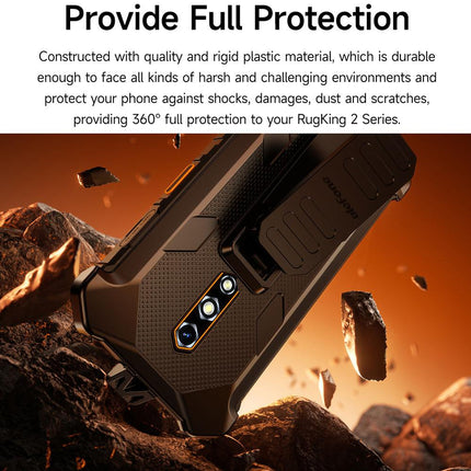 Funda para teléfono Ulefone RugKing 2 Pro con clip trasero y mosquetón negra resistente y duradera