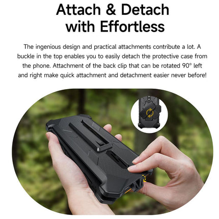 Funda para teléfono Ulefone RugKing 2 Pro con clip trasero y mosquetón negra resistente y duradera