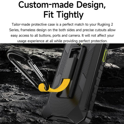Funda para teléfono Ulefone RugKing 2 Pro con clip trasero y mosquetón negra resistente y duradera