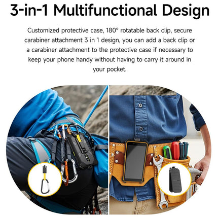 Funda para teléfono Ulefone RugKing 2 Pro con clip trasero y mosquetón negra resistente y duradera
