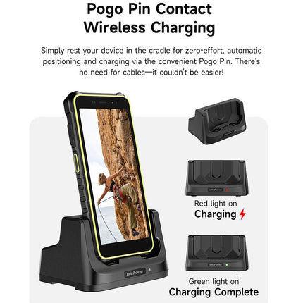 Ulefone RugKing 2 Pro Base de carga USB-C 5V 2A Antideslizante Negra