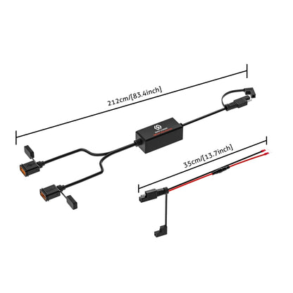 WUPP CS-1186A1 Cargador USB Dual Carga Rápida Motocicleta