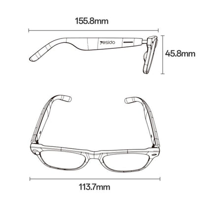 Yesido IO38 Gafas Inteligentes Bluetooth 5.0 6-7 Horas Llamadas Manos Libres