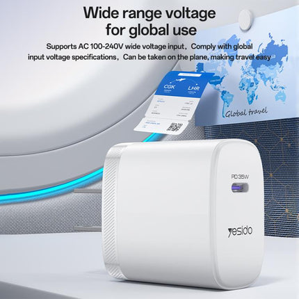 Yesido YC20U Cargador USB-C PD35W Un Puerto USB-C Protección Inteligente