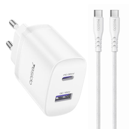 Yesido PD35W Cargador USB C USB A 35W 18W Carga Dual para Portátiles