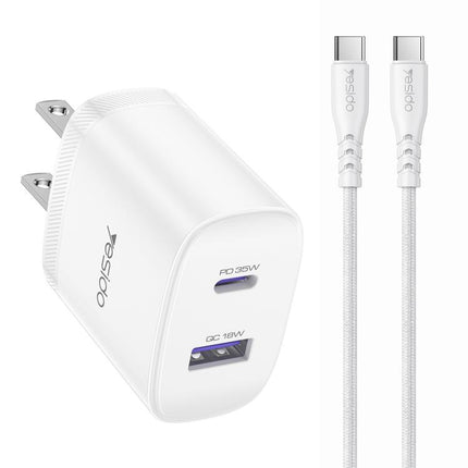 Yesido PD35W Cargador USB C USB A 35W 18W Carga Dual para Portátiles