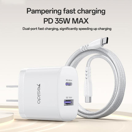 Yesido PD35W Cargador USB C USB A 35W 18W Carga Dual para Portátiles