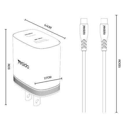 Yesido PD35W Cargador USB C USB A 35W 18W Carga Dual para Portátiles