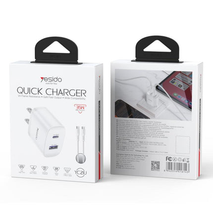 Yesido PD35W Cargador USB C USB A 35W 18W Carga Dual para Portátiles