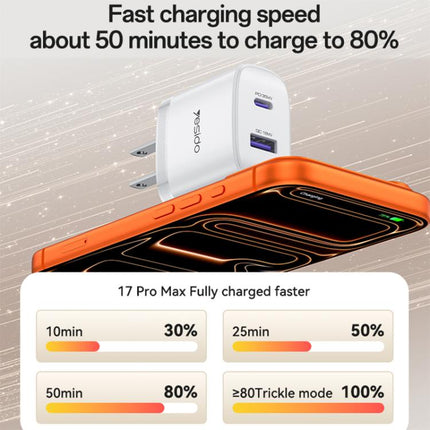 Yesido PD35W Cargador USB C USB A 35W 18W Carga Dual para Portátiles