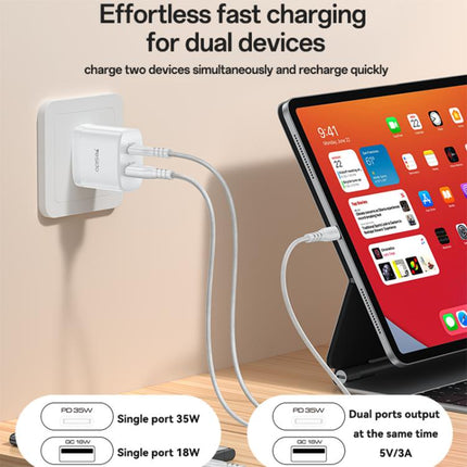 Yesido PD35W Cargador USB C USB A 35W 18W Carga Dual para Portátiles