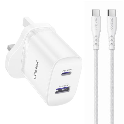 Yesido PD35W Cargador USB C USB A 35W 18W Carga Dual para Portátiles