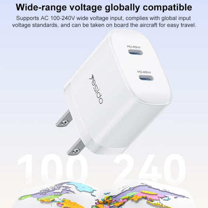 Yesido PD45W Cargador Doble USB-C 45W Protección Inteligente
