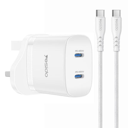 Yesido PD45W Cargador Doble USB-C 45W Protección Inteligente