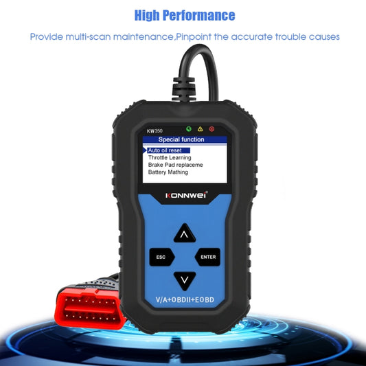 KONNWEI KW350 Escáner Diagnóstico OBDII 12V Pantalla 2 pulgadas