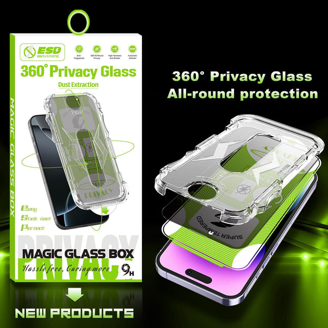 For iPhone Air Protector de Pantalla 5D Curvo con Caja Antipolvo y Privacidad 360
