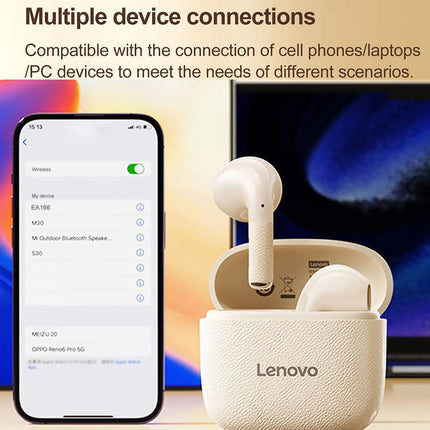 Lenovo EA166 TWS Auriculares Bluetooth Inalámbricos Semi-in-ear Negro Bluetooth 5.4 y Cancelación de Ruido ENC