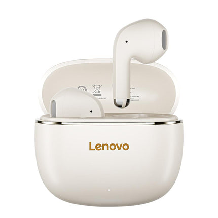 Lenovo TA120 Auriculares Bluetooth Inalámbricos Beige con Reducción de Ruido AI Bluetooth 5.4 y 4 Horas de Reproducción