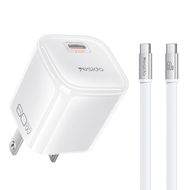 Yesido YC27U Cargador USB-C Transparente 40-60W Alta Potencia US Plug