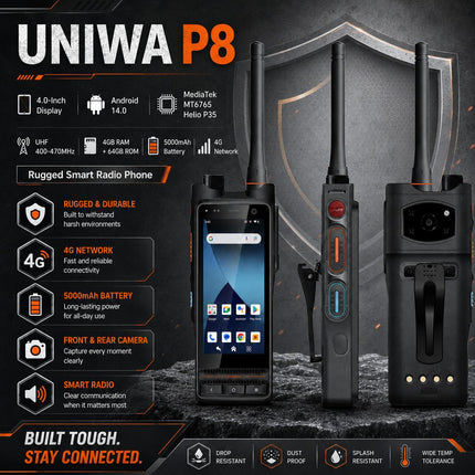 UNIWA P4 Walkie-Talkie Rugerizado 4GB 64GB Pantalla 4 Pulgadas Android 14