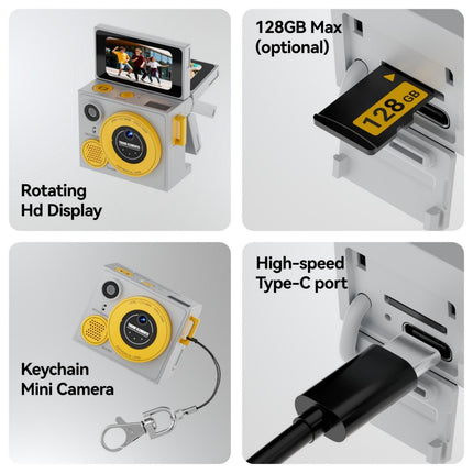 G13 Cámara Mini Deportiva con Pantalla LCD 1.47 Pulgadas y Video 1080P HD Amarilla