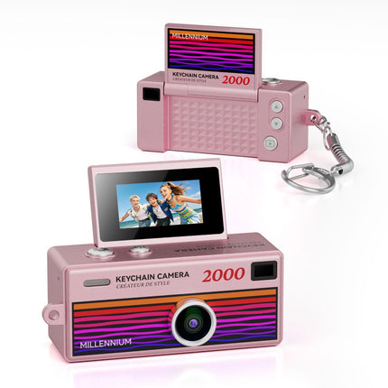 G62 Pro Cámara Mini Retro con Pantalla Flip 0.97 Pulgadas 1080P HD Rosa
