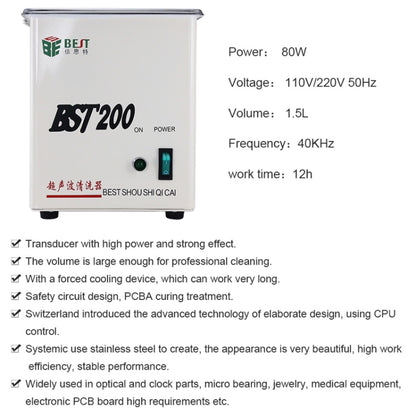 BEST BEST-200 Limpiador Ultrasónico Inoxidable 1,5L Con CPU