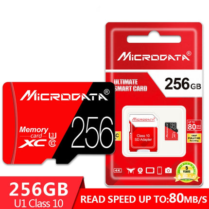 MICRODATA 256GB U3 Roja y Negra TF(Micro SD) Tarjeta Memoria 80MB/s Velocidad