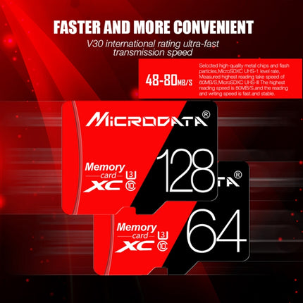 MICRODATA 256GB U3 Roja y Negra TF(Micro SD) Tarjeta Memoria 80MB/s Velocidad